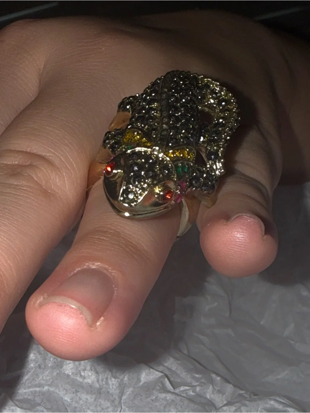 Gold Reptile Ornament Ring - Gold Color